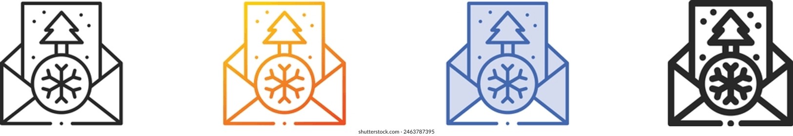 christmas card icon.Thin Linear, Gradient, Blue Stroke and bold Style Design Isolated On White Background