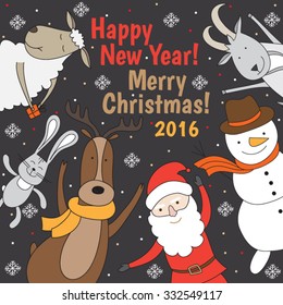 Christmas card with an illustration. Image characters. 