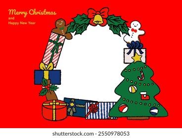 ilustração de cartão de Natal, árvore de Natal, quadro