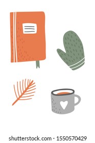 Christmas card illustration. Vertical vector illustration. Cozy postcard