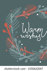 Christmas card illustration. Vertical vector illustration. Cozy postcard