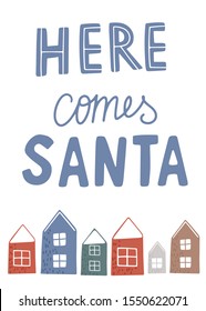 Christmas card illustration. Vertical vector illustration. Cozy postcard