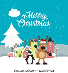 Christmas Card Include Winter Forest Animal