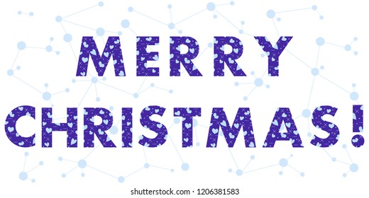 Christmas card with the inscription. The message is decorated with hearts. Design for postcard, banner, print.