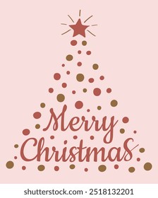 Christmas card with inscription and Christmas tree.