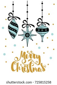 Christmas card with inscription. Vector illustration.