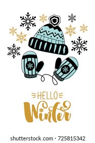 Christmas card with inscription. Vector illustration.