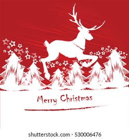 Christmas card or invitation with a deer. Vector illustration