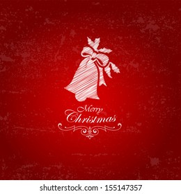 Christmas card with jingle bell, vector illustration.
