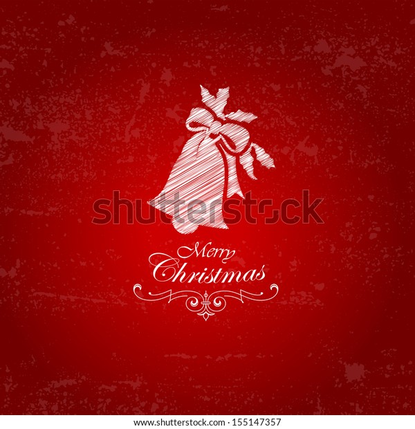 Christmas\
card with jingle bell, vector\
illustration.