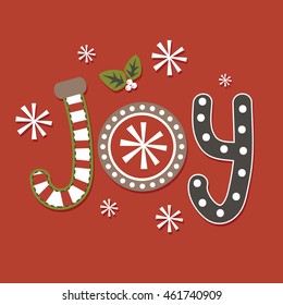 Christmas card with joy typography design