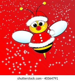 Christmas card for kids with a Santa Claus Bee