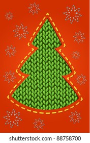 Christmas card with a knitted fur-tree