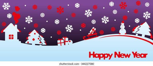 Christmas card with landscape