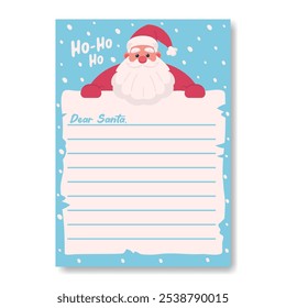 Christmas Card with Letter to Santa Claus and Space for Wishes Vector Illustration