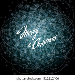 Christmas card with lettering "Happy New Year". Background with snowflakes. Vector illustration.