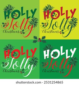 Christmas card with lettering holly jolly christmas
