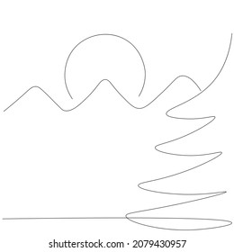 Christmas card line drawing vector illustration