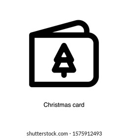 Christmas card linear icon vector on white background. Black icon illustration