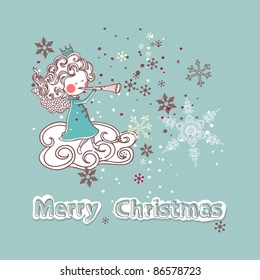christmas card with little angel