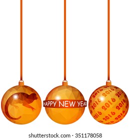 Christmas card low poly style . Original Christmas balls from triangles. .Vector illustration EPS 10 isolated on a white background ,minimalism