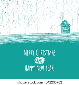 Christmas card made in grunge style