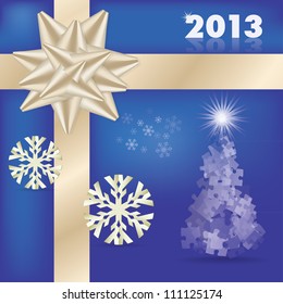 christmas card made from symbolic objects illustration