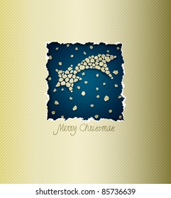 Christmas card made of torn paper with space for Your text