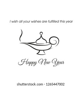 Christmas card with magic lamp