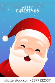 Christmas card. Merry Christmas and Happy greeting wishes cute santa claus lettering vector.