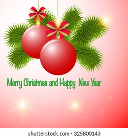 christmas card Merry Christmas and a Happy New Year text