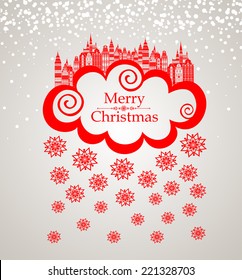 Christmas card. Merry Christmas Landscape. Vector Illustration 