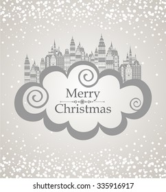 Christmas card. Merry Christmas Landscape. Vector Illustration 