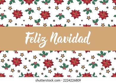 Christmas card. Merry Christmas - in Spanish. Feliz Navidad. Lettering. Hand drawn vector illustration. Modern calligraphy.