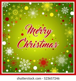 Christmas card with Merry Christmas text. Christmas background vector illustration