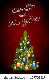 Christmas Card with Message "Merry Christmas and Happy New Year!"