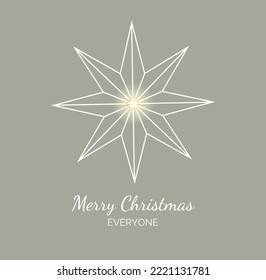 Christmas card in a minimalist style with the silhouette of a shining christmas star