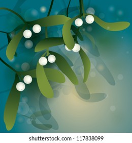 Christmas card with Mistletoe / Square floral background