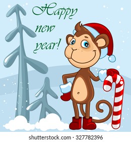 Christmas card with a monkey