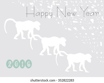 Christmas card with monkeys, neutral background