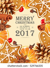 Christmas card with mulled wine ingredients