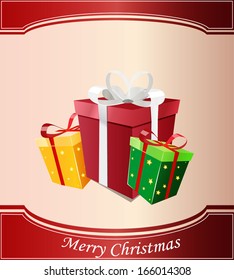 Christmas card with multicolored gifts vector