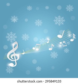Christmas card with music notes