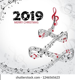 Christmas card. Musical Christmas background 2019