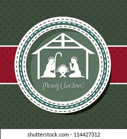christmas card with nativity scene. vector illustration