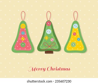 Christmas card with needlecraft Christmas trees.