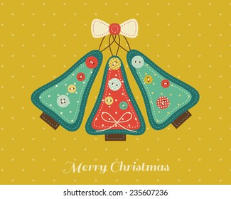 Christmas card with needlecraft Christmas trees.