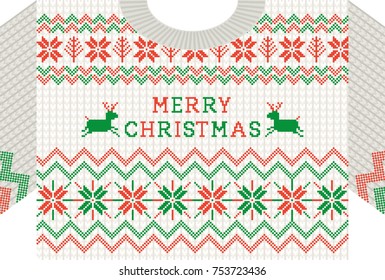 Christmas card of Nordic patterned knit