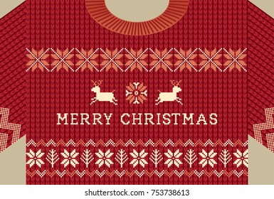 Christmas card of Nordic patterned knitted sweater