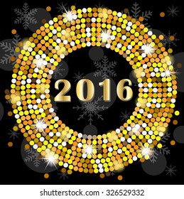 Christmas card with numbers 2016, vector illustration